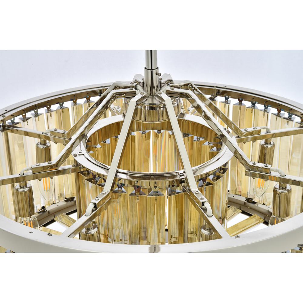 Chelsea 8 light polished nickel Chandelier Golden Teak (Smoky) Royal Cut Crystal. Picture 4