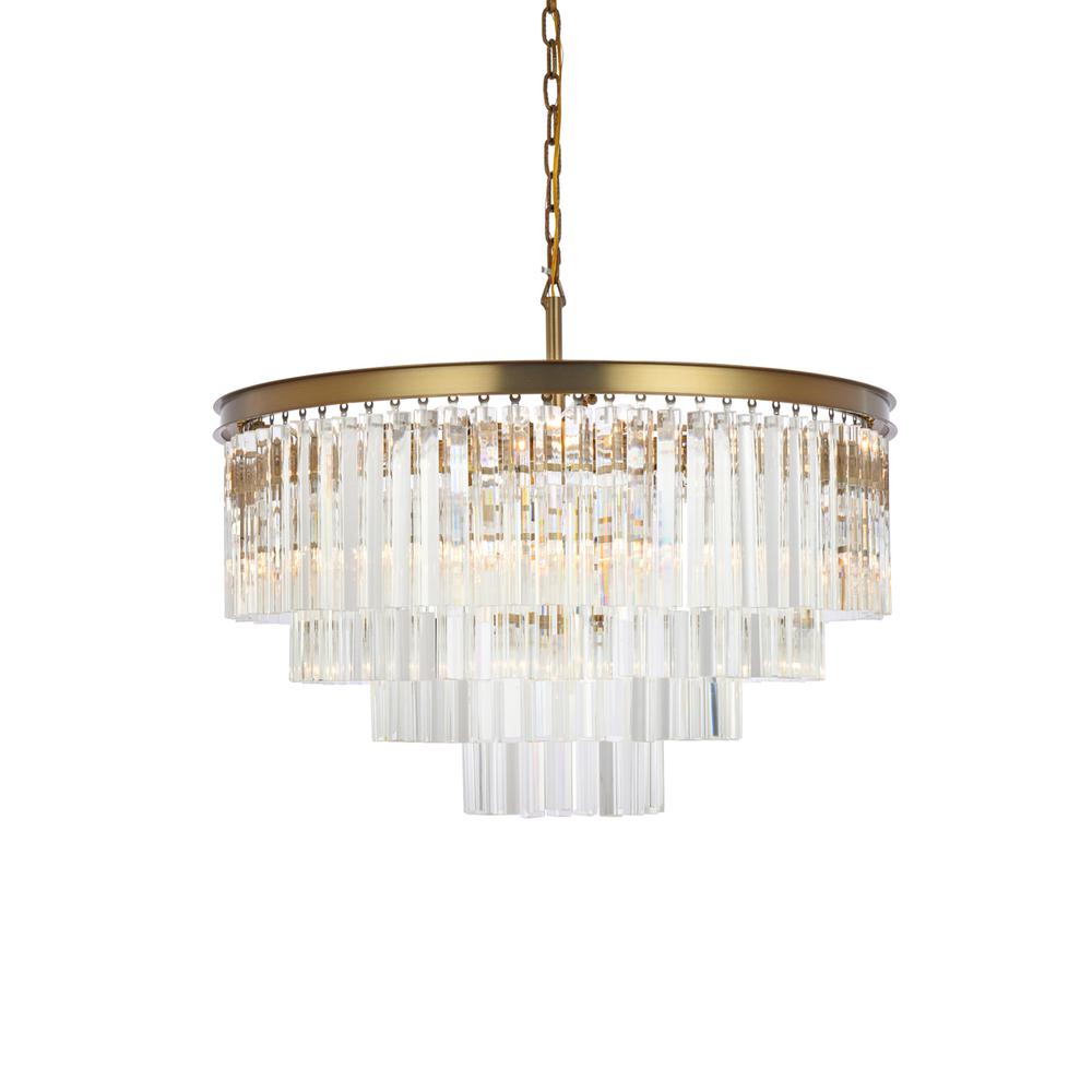 Sydney 32 inch round crystal chandelier in satin gold. Picture 2