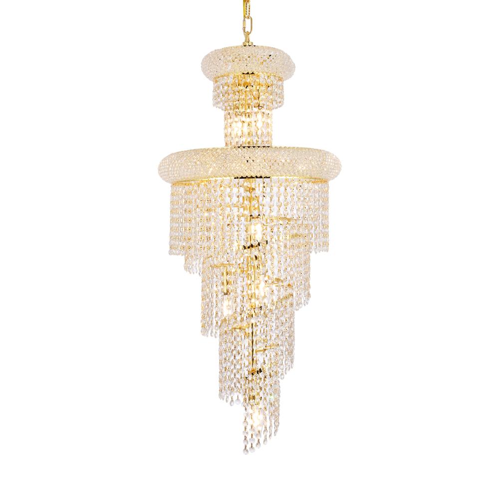 Spiral 10 light Gold Pendant Clear Royal Cut Crystal. Picture 2