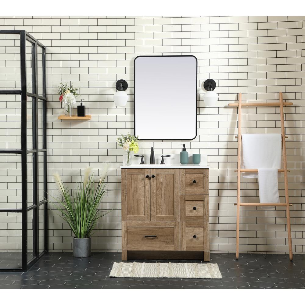 32 inch Single bathroom vanity in natural oak with backsplash. Picture 4
