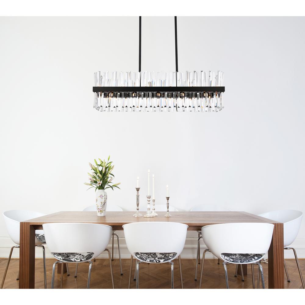 Serephina 42 inch crystal rectangle chandelier light in black. Picture 8