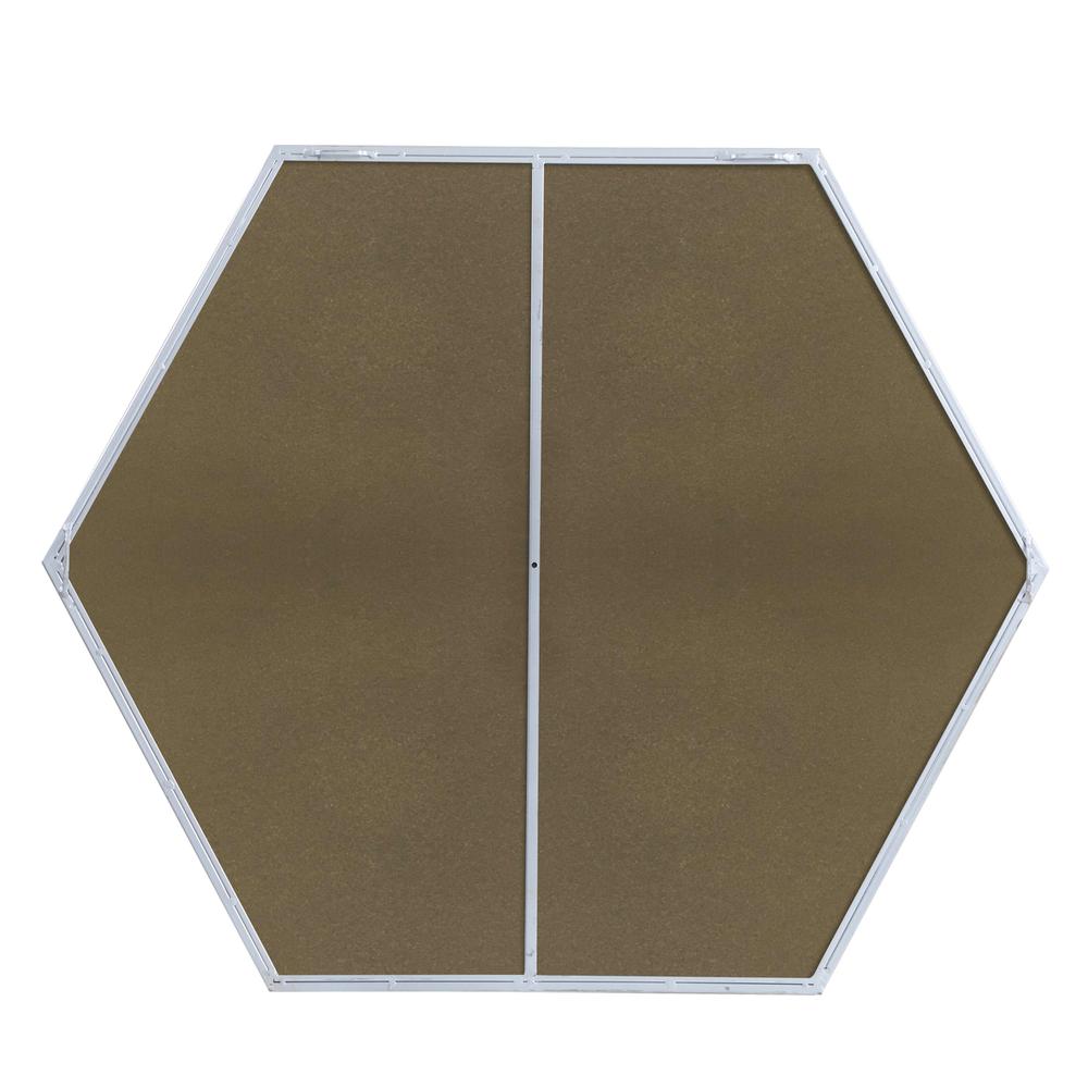 Metal frame hexagon mirror 38 inch in silver. Picture 11