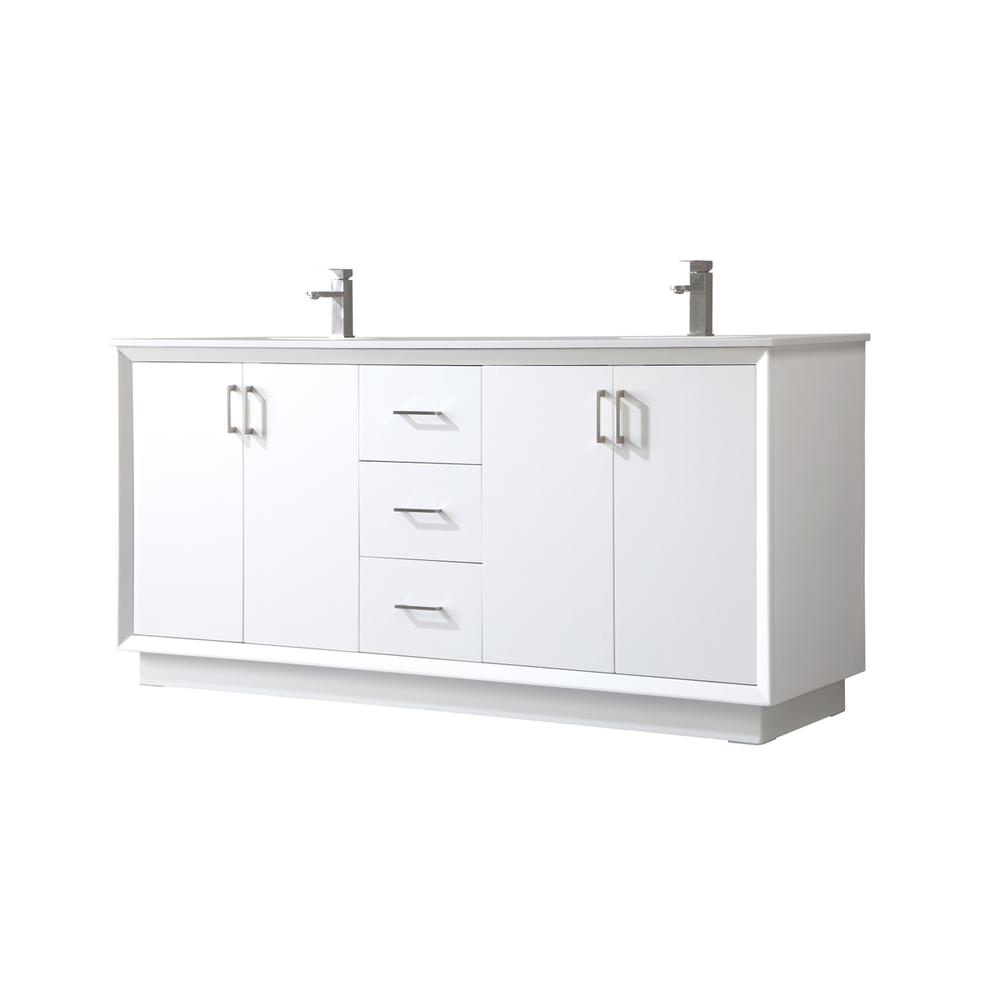 72 Inch Double Bathroom Vanity In White. Picture 7