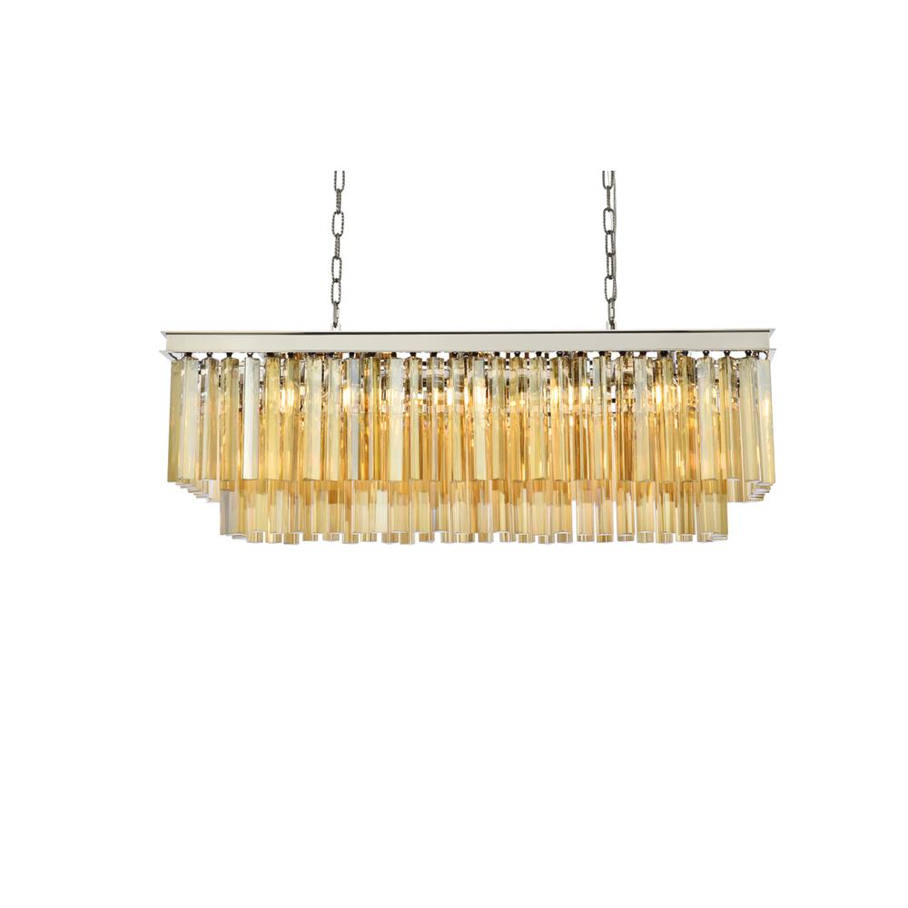 Sydney 12 light polished nickel Chandelier Golden Teak (Smoky) Royal Cut Crystal. Picture 2