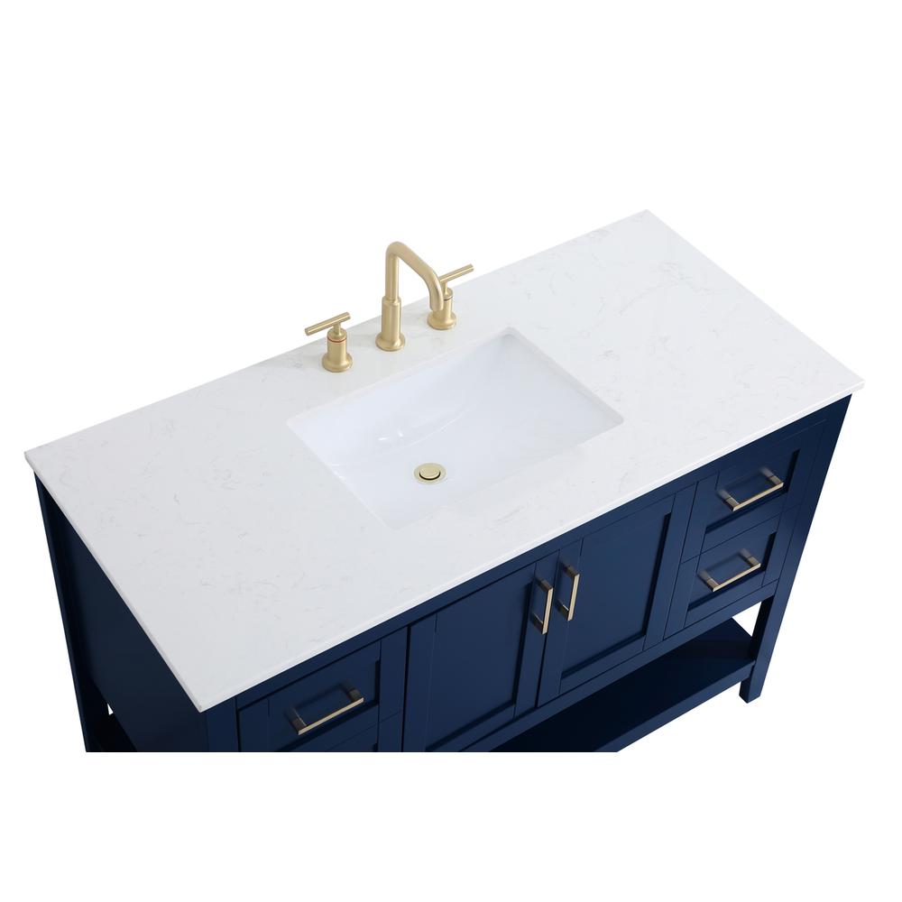 48 inch Single Bathroom Vanity in Blue. Picture 9