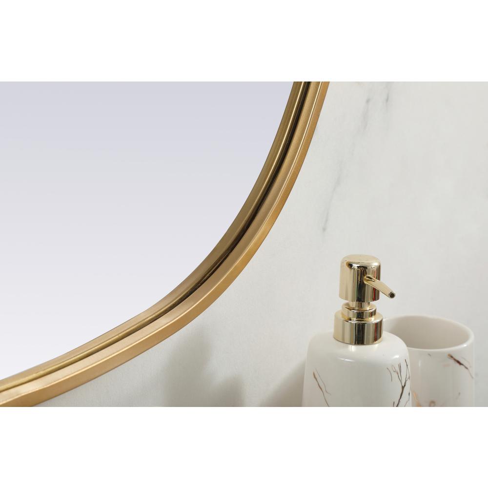 Metal Frame Oval Mirror 24x30 Inch in Brass. Picture 6