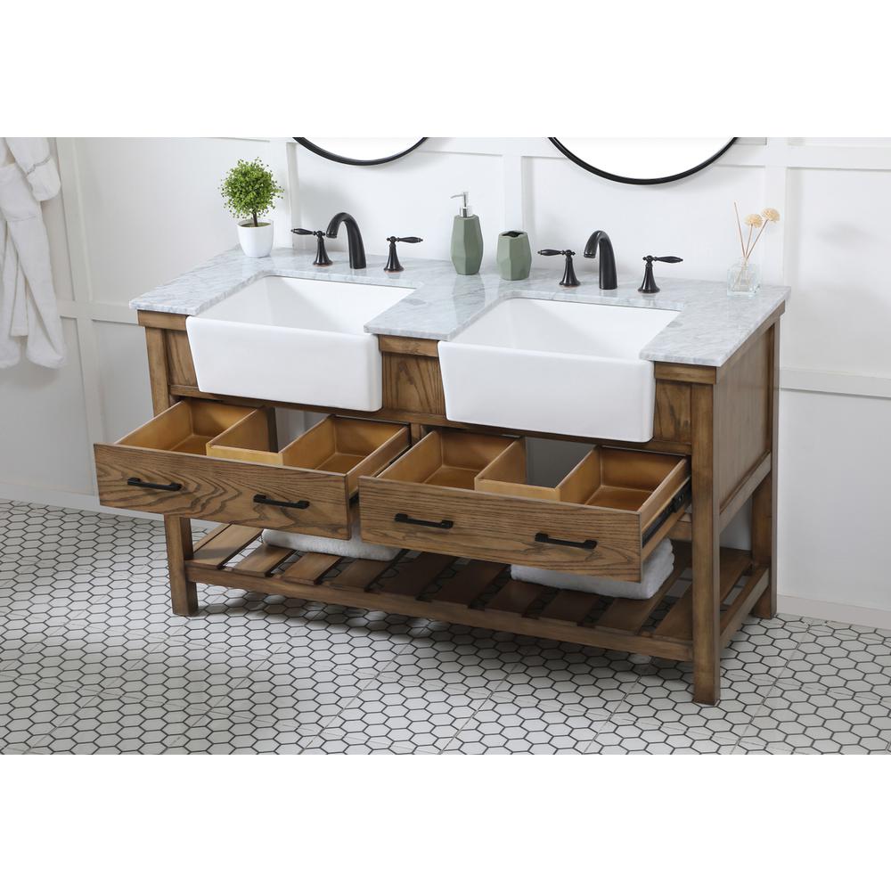 60 inch double bathroom vanity in driftwood. Picture 3