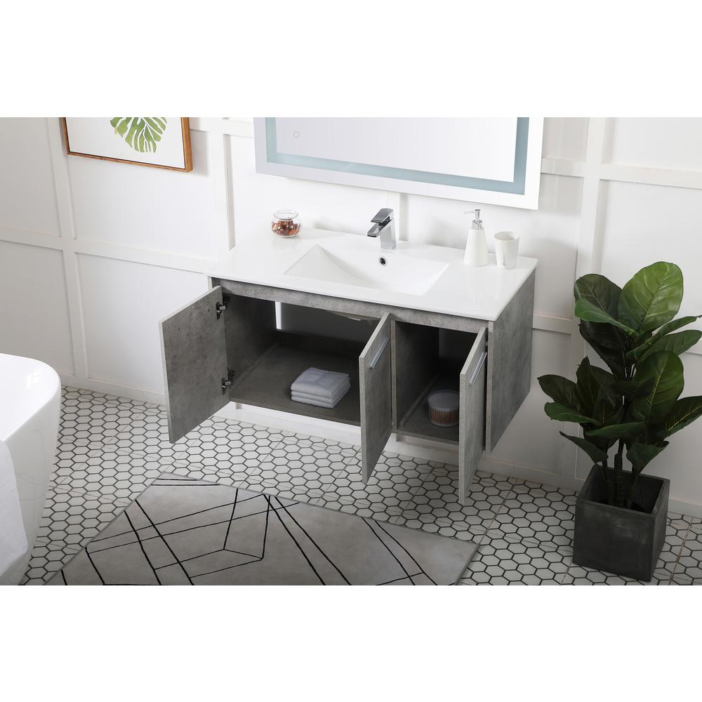 40 inch  Single Bathroom Floating Vanity in Concrete Grey. Picture 3