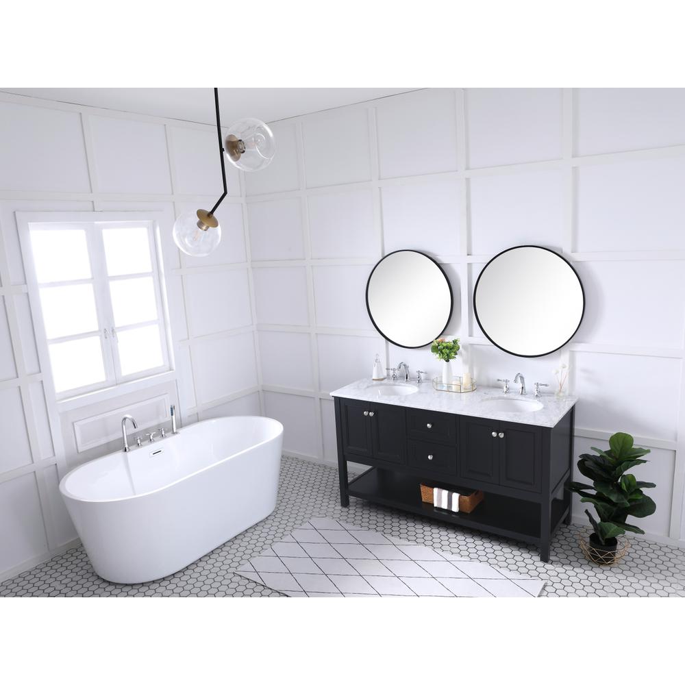 60 in. double sink bathroom vanity set in Black. Picture 11