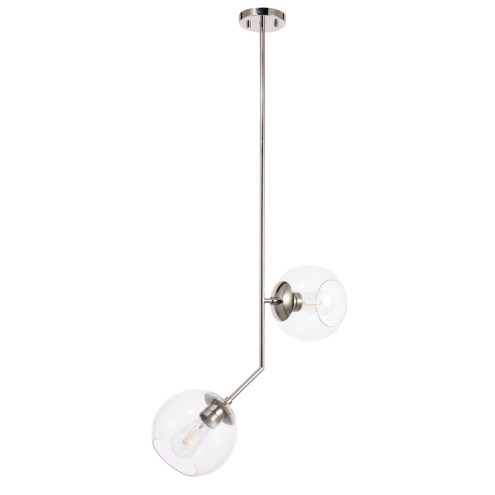 Ryland 2 Light Chrome And Clear Glass Pendant. Picture 5