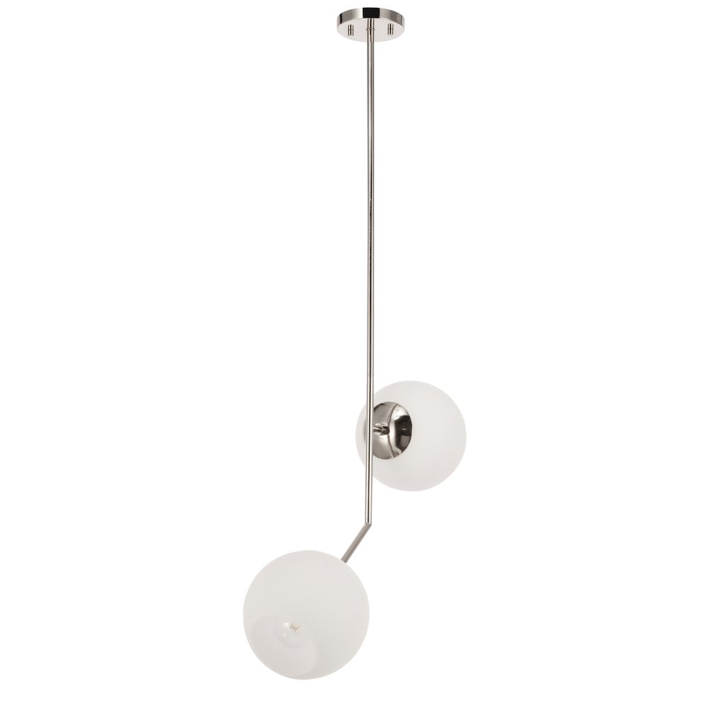 Ryland 2 Light Chrome And Frosted White Glass Pendant. Picture 6