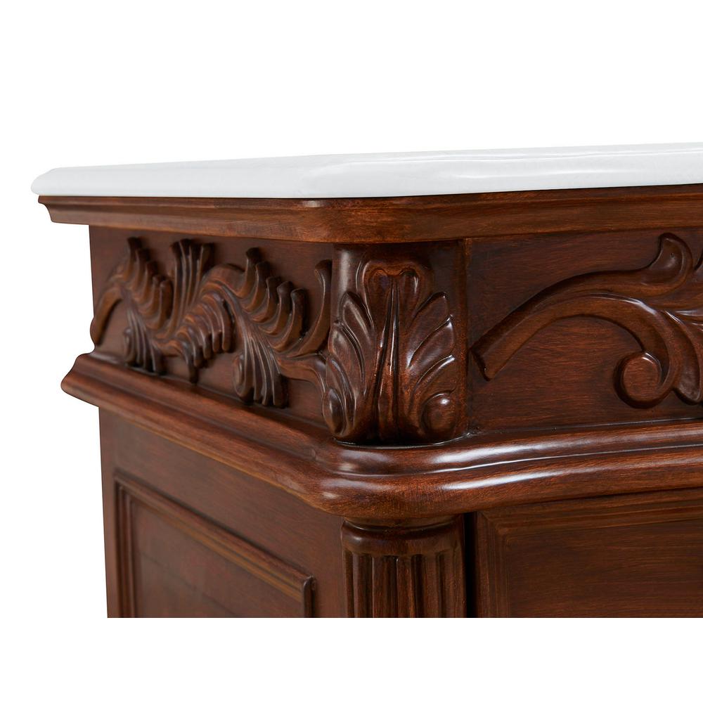 48 inch Single Bathroom vanity in Teak Color with ivory white engineered marble. Picture 7
