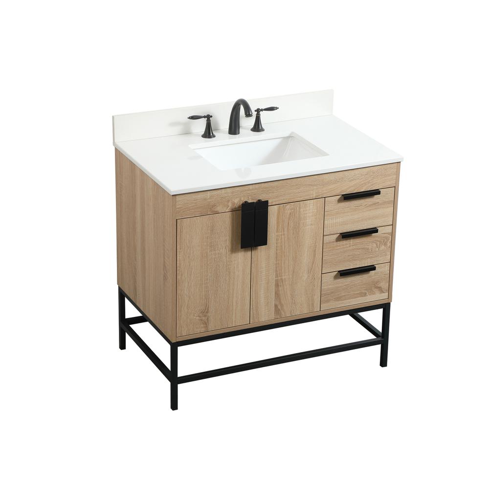 36 inch Single bathroom vanity in mango wood with backsplash. Picture 8