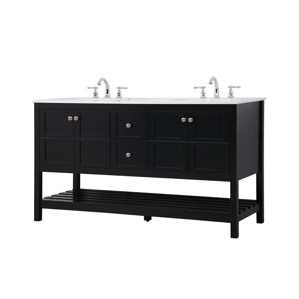 60 inch Single Bathroom Vanity in Black. Picture 6