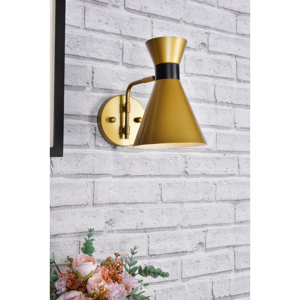 Halycon 6 inch light brass wall sconce. Picture 8