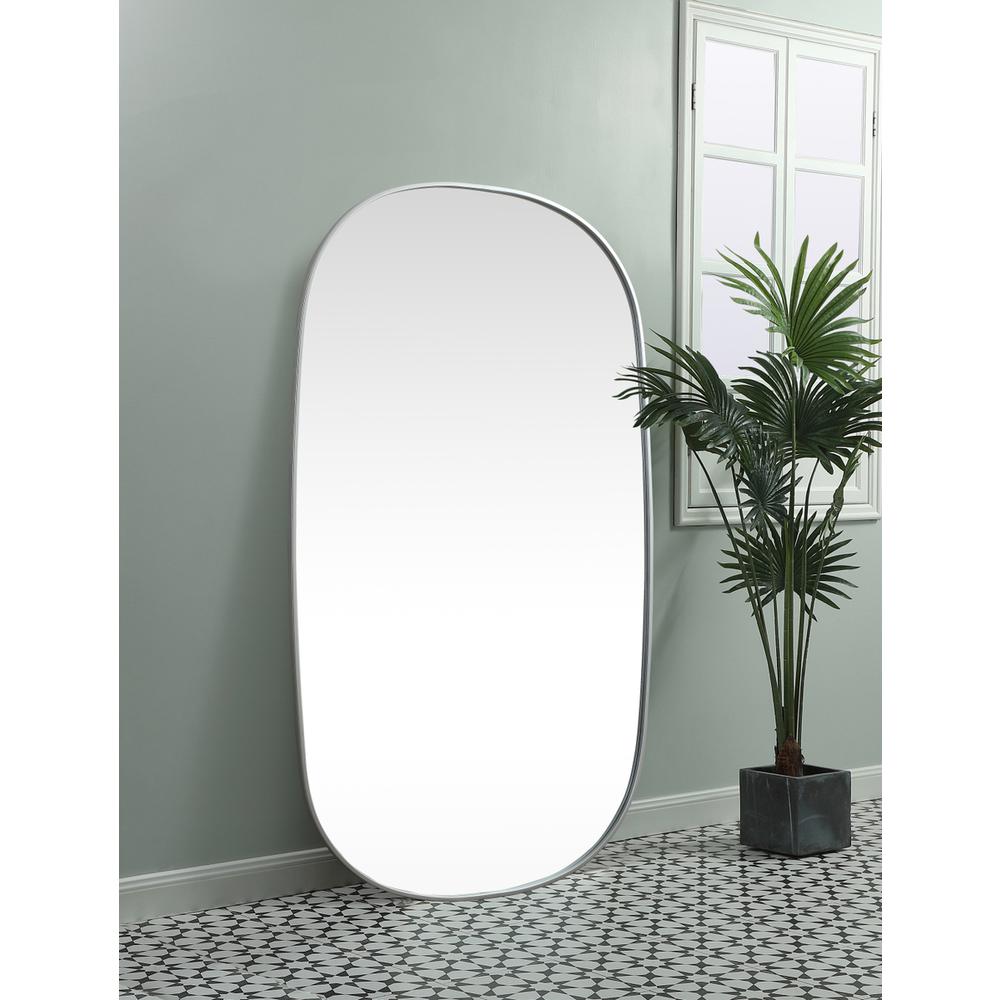 Metal Frame Oval Mirror 36x60 Inch in Silver. Picture 4