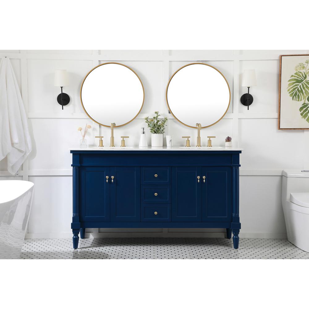 60 inch double bathroom vanity in blue. Picture 4