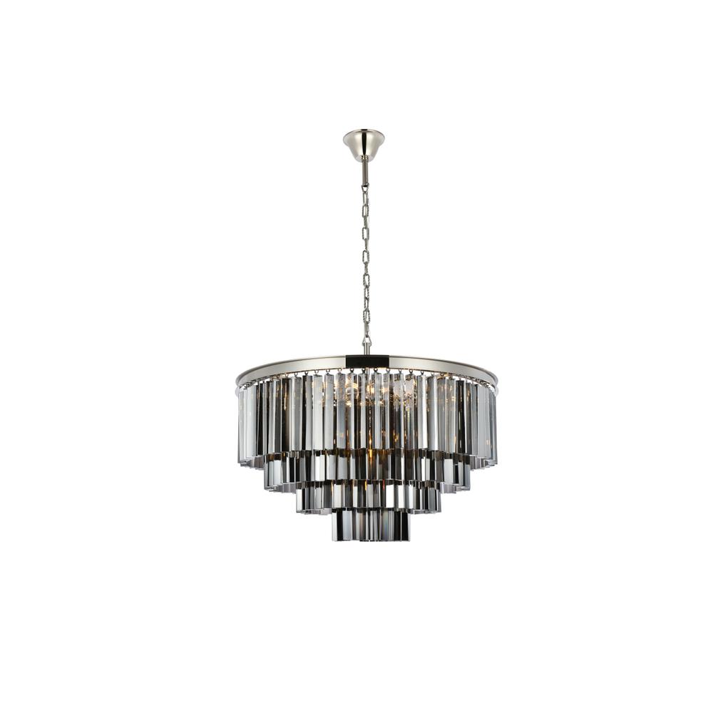 Sydney 17 light polished nickel Chandelier Silver Shade (Grey) Royal Cut Crystal. Picture 1