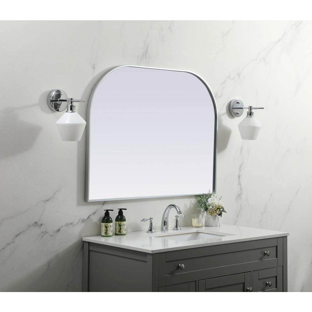 Metal Frame Arch Mirror 40x30 Inch in Silver. Picture 2