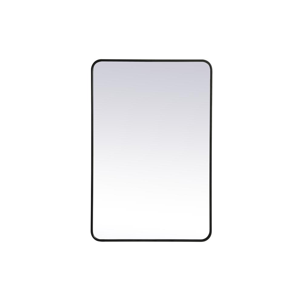 Soft corner metal rectangular mirror 28x42 inch in Black. Picture 6