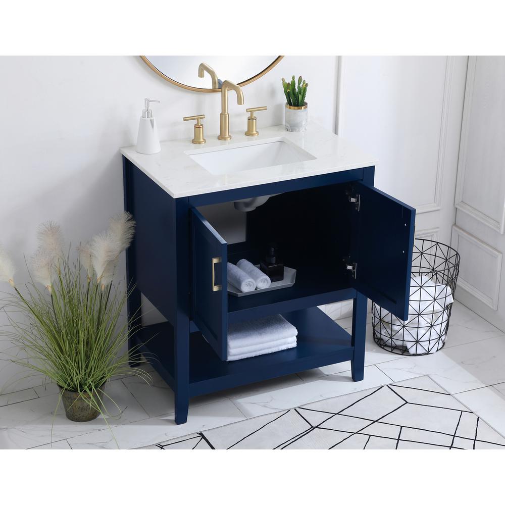 30 inch Single Bathroom Vanity in Blue. Picture 3