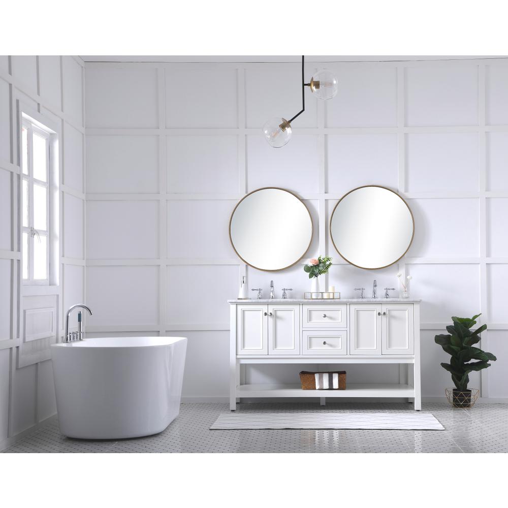 60 in. double sink bathroom vanity set in White. Picture 8