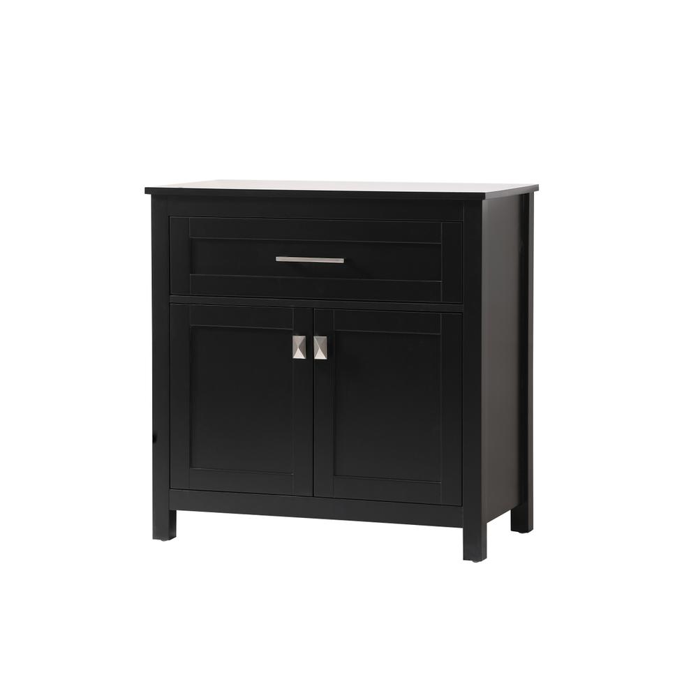 30 Inch Wide Bathroom Storage Freestanding Cabinet In Black. Picture 2