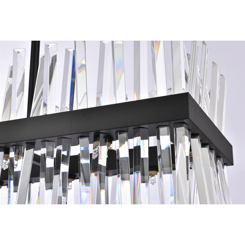 Serephina 42 inch crystal rectangle chandelier light in black. Picture 4