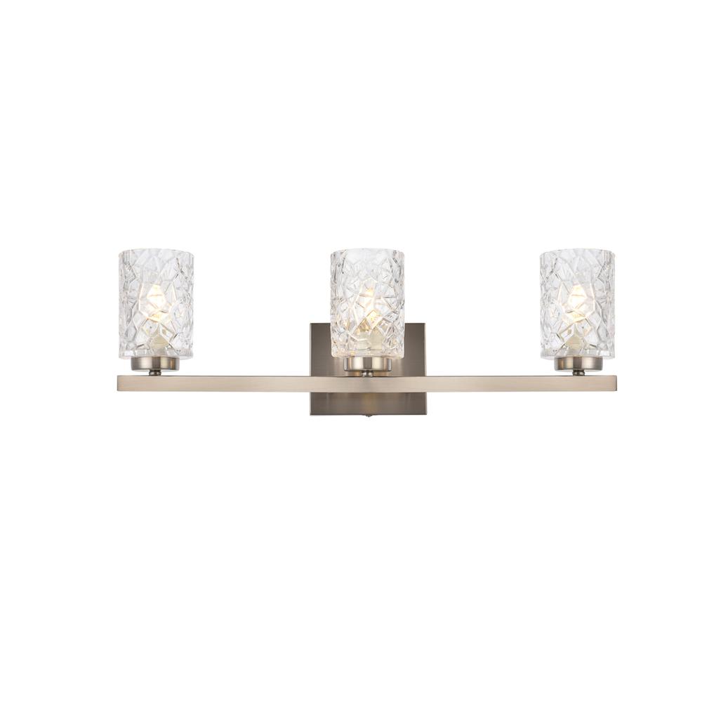 Cassie 3 lights bath sconce in satin nickel with clear shade. Picture 1