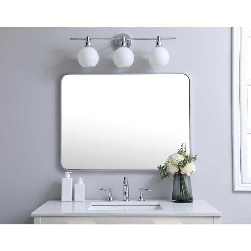 Soft corner metal rectangular mirror 27x36 inch in Silver. Picture 9