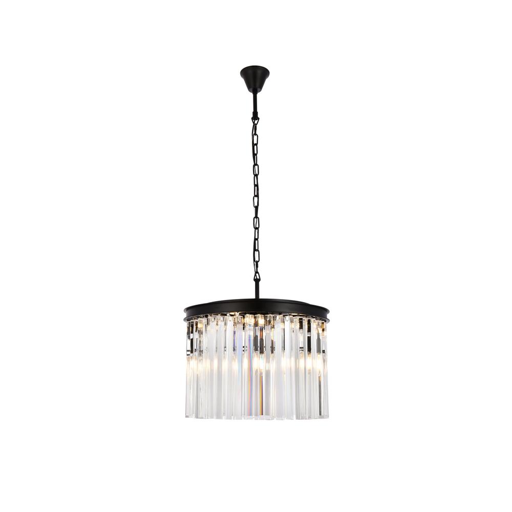 Sydney 6 light Matte Black Pendant Clear Royal Cut Crystal. Picture 1