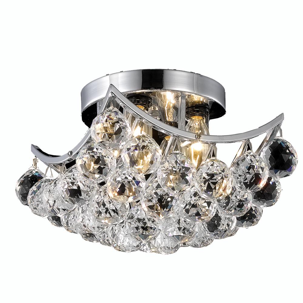 Corona 4 light Chrome Flush Mount Clear Royal Cut Crystal. Picture 1