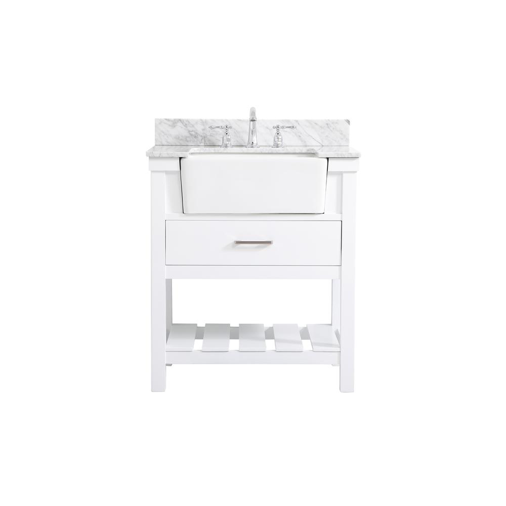 30 inch Single bathroom vanity in white with backsplash. Picture 1