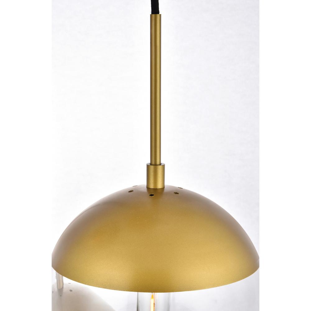 Eclipse 3 Lights Brass Pendant With Clear Glass. Picture 3
