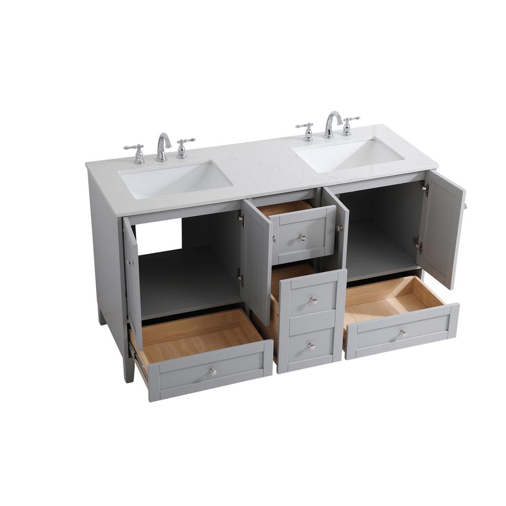 60 inch Double Bathroom Vanity in Grey. Picture 9