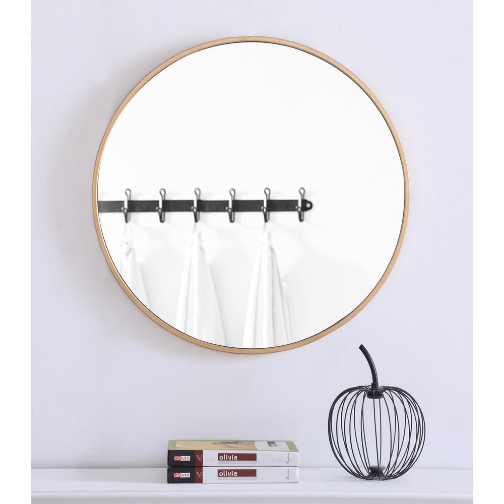 Metal frame Round Mirror 24 inch Brass finish. Picture 9