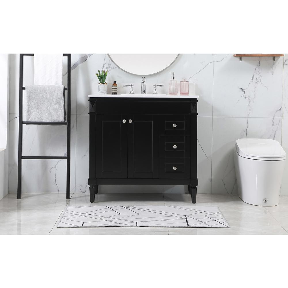 36 inch Single bathroom vanity in black with backsplash. Picture 14