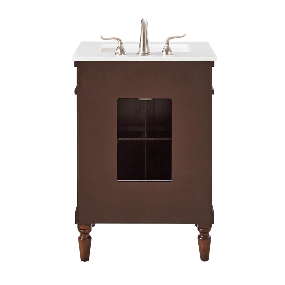 24 inch Single Bathroom vanity in Walnut with ivory white engineered marble. Picture 8