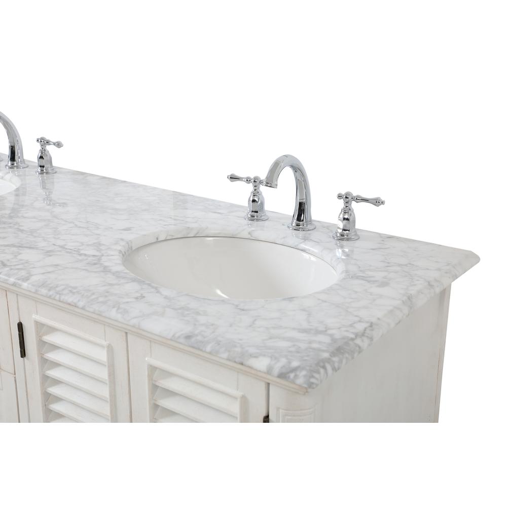 60 inch Double Bathroom Vanity in Antique White. Picture 10