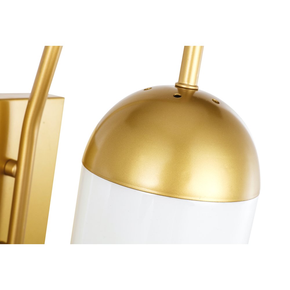 Kace 1 Light Brass And Frosted White Glass Wall Sconce. Picture 13