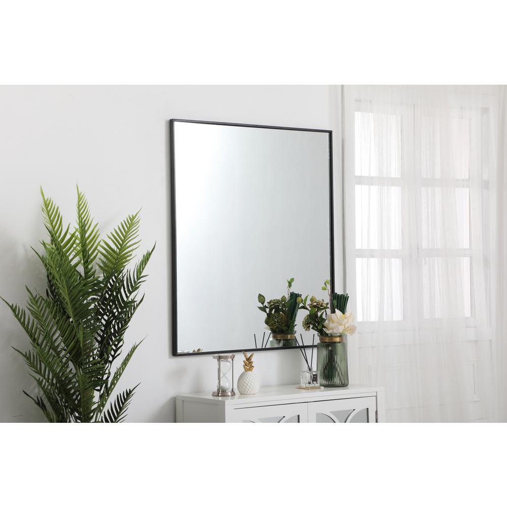 Metal frame rectangle mirror 36 inch in Black. Picture 2