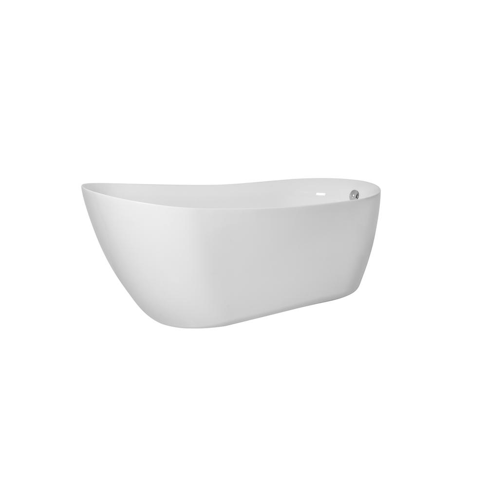70 inch soaking Single slipper bathtub in glossy white. Picture 7