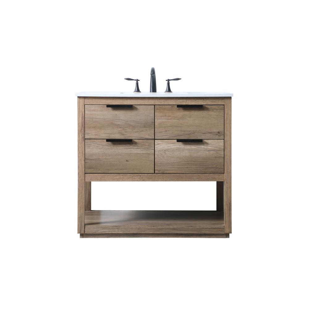 36 Inch SIngle Bathroom Vanity In Natural Oak. Picture 1