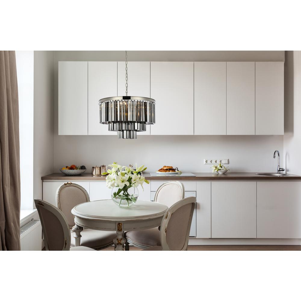 Sydney 9 light polished nickel Chandelier Silver Shade (Grey) Royal Cut Crystal. Picture 7