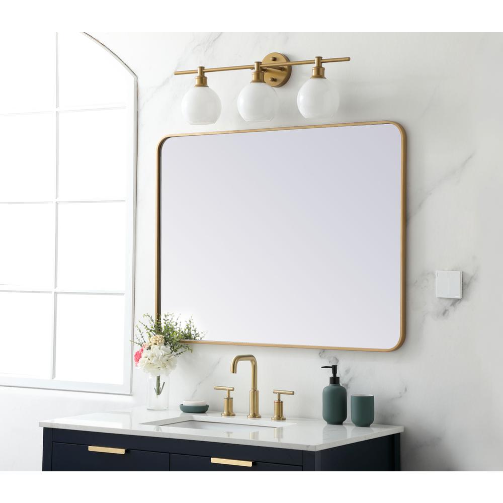 Soft corner metal rectangular mirror 30x40 inch in Brass. Picture 2