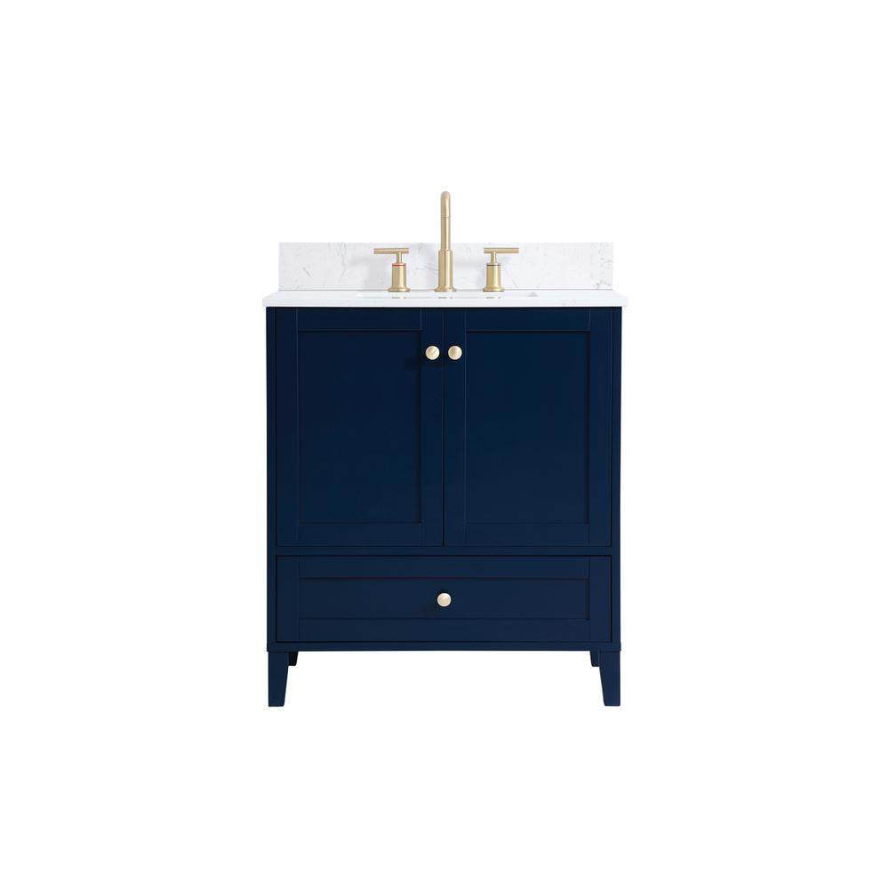 30 inch Single Bathroom Vanity in Blue with Backsplash. Picture 1