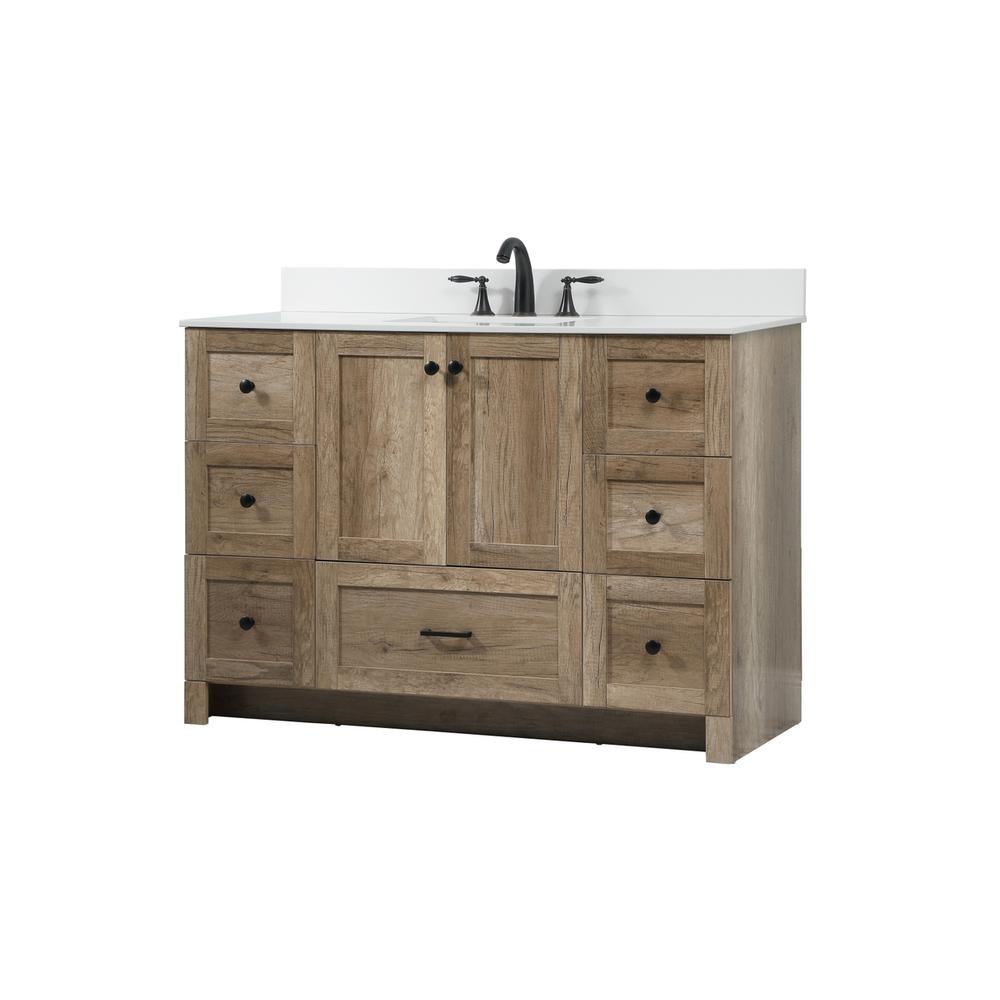 48 inch Single bathroom vanity in natural oak with backsplash. Picture 7