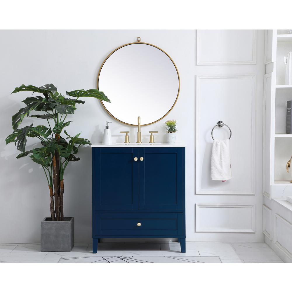 30 inch Single Bathroom Vanity in Blue. Picture 4