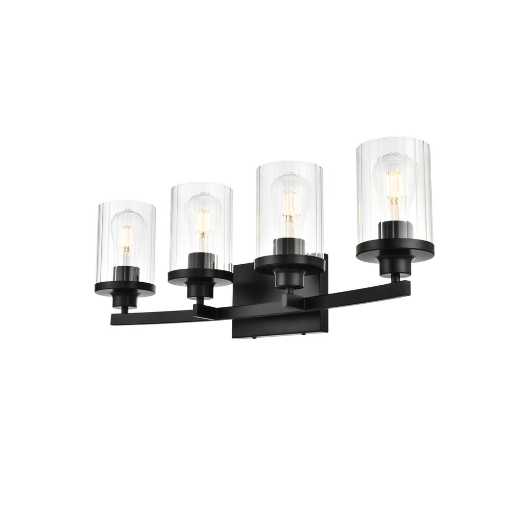 Saanvi 4 light Black and Clear Bath Sconce. Picture 2