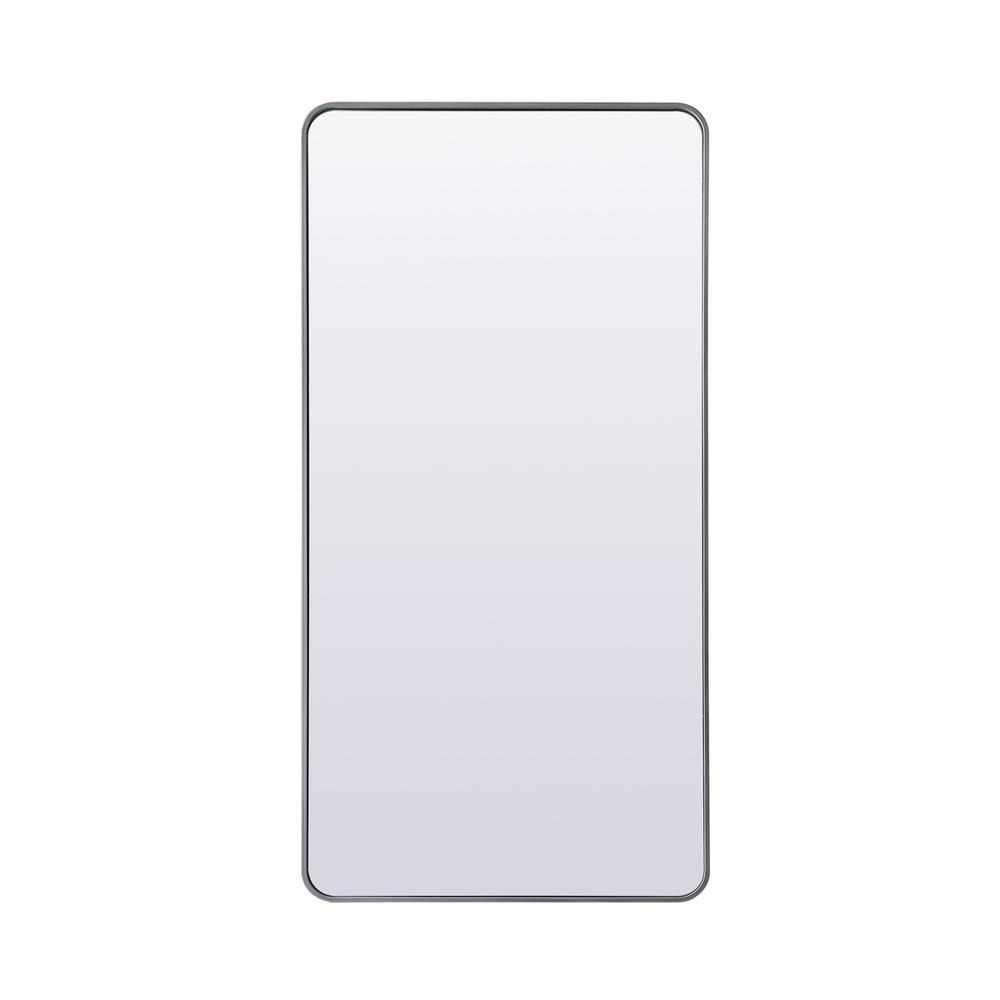 Soft Corner Metal Rectangle Full Length Mirror 30x60 Inch in Silver. Picture 1